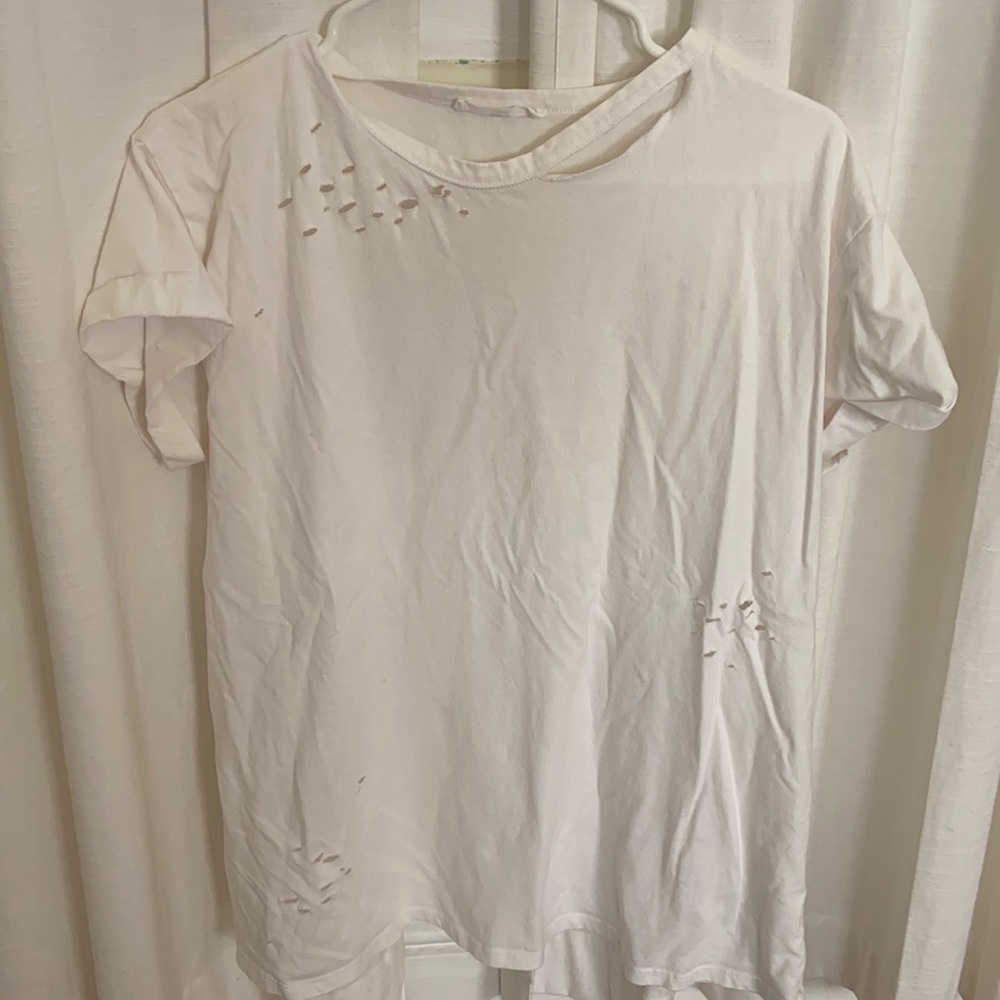 Distressed white tee - Picture 1 of 2